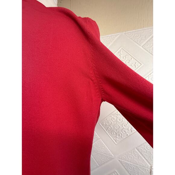 Red Cardigan sweater women's size Large 3/4 sleeve George flaw see description - Picture 6 of 16